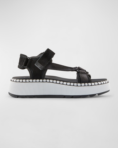 Cougar Spray T-strap Sporty Sandals In Black