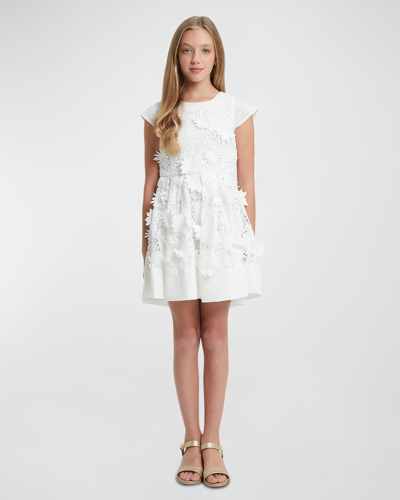 Bardot Junior Kids' Girl's Aven Starlet Embroidered Cutwork Mini Dress In Orchid White