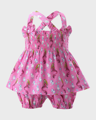 Rachel Riley Kids' Girl's Mermaid Two-piece Set In Pink