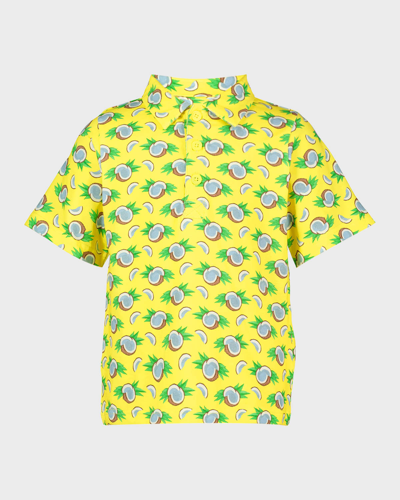 Rachel Riley Kids' Boy's Coconut Polo Shirt In Yellow
