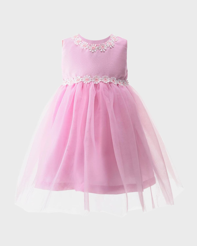 Rachel Riley Kids' Girl's Daisy Tulle A-line Dress In Pink