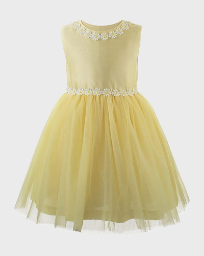 Rachel Riley Kids' Girl's Daisy Tulle Dress, Yellow