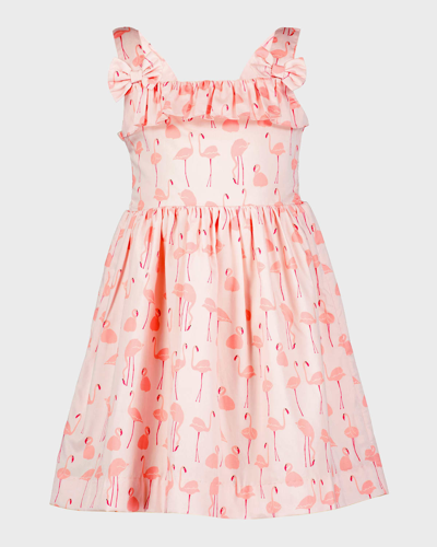 Rachel Riley Kids' Frilled Flamingo Dress (3 Years) In Pink