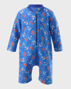 Rachel Riley Kid's Anchor-print Zip-front Rash Guard In Blue