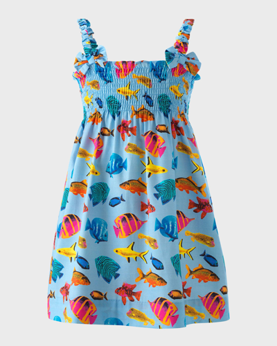 Rachel Riley Kids' Girl's Tropical Fish Printed Sundress In Multi
