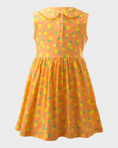 Rachel Riley Kids' Pineapple-print Sleeveless Dress In Orange