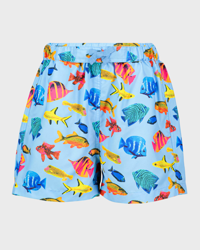 Rachel Riley Kids' Fish-print Swim Shorts In Multi
