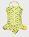 RACHEL RILEY GIRL'S COCONUT RUCHED SWIMSUIT