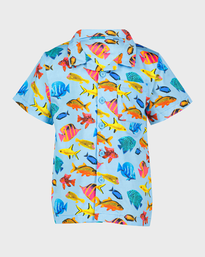 Rachel Riley Kids' Boy's Tropical Fish Shirt In Multi