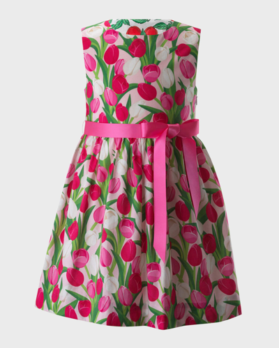 Rachel Riley Kids' Girl's Tulip Sash Dress In Pink