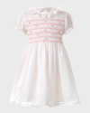 Rachel Riley Girl's Rose Swiss Dot Smocked Dress In White