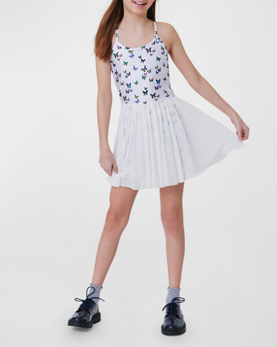 Terez Girls' Butterflies Tennis Dress - Little Kid, Big Kid In White
