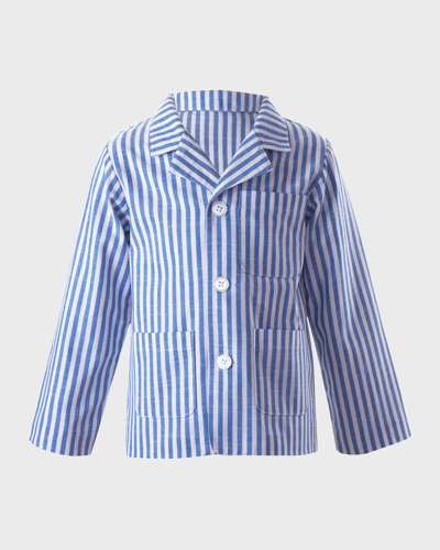 Rachel Riley Kids' Boy's Oxford Stripe Cotton Blazer In Blue