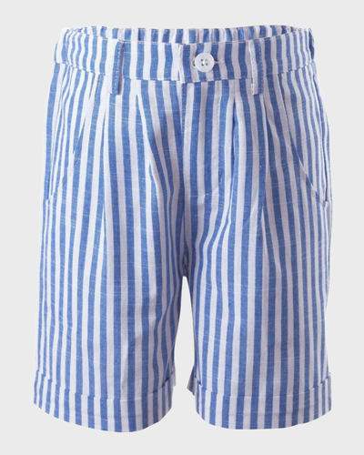 Rachel Riley Kids' Boy's Oxford Stripe Shorts In Blue
