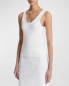 Vince Scoop-neck Ribbed Tank Top In Optic White