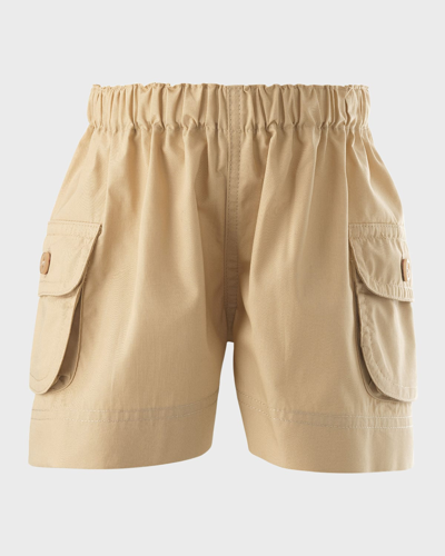 Rachel Riley Kids' Boy's Cargo Cotton Shorts In Camel