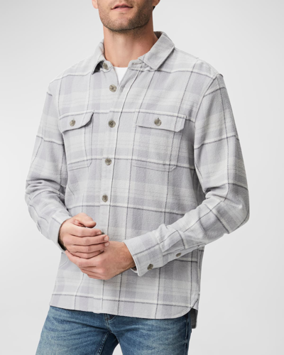 Paige Wilbur Plaid Flannel Button-up Overshirt In Grey