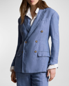 Polo Ralph Lauren Double-breasted Linen Blazer In Capri Blue