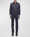 Helmut Lang Men's Cuffed Raw Denim Trucker Jacket In Raw Indgo