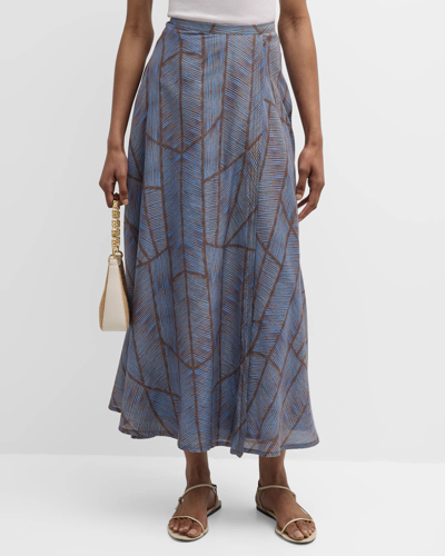 Xirena Gable Striped A-line Maxi Skirt In Cyan Geode