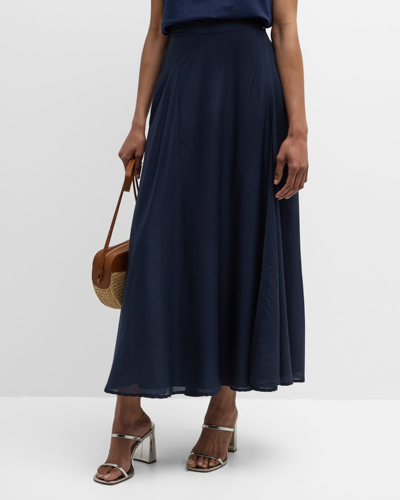 Xirena Gable A-line Cotton-silk Maxi Skirt In Blue