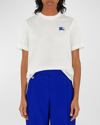 Burberry Ekd Embroidery Cotton T-shirt In Salt