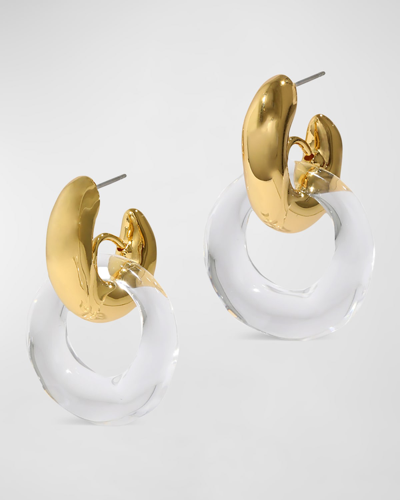 Alexis Bittar Liquid Lucite Door Knocker Earrings In Clear/gold