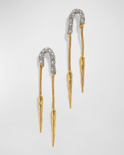 Alexis Bittar Solanales Crystal Chained Spear Earrings In Gold