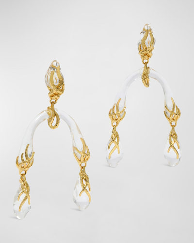 Alexis Bittar Liquid Vine Lucite Mobile Earrings In Clear/gold
