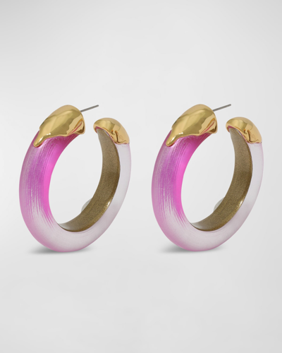 Alexis Bittar Luminous Lucite Gold Dipped Hoop Earrings