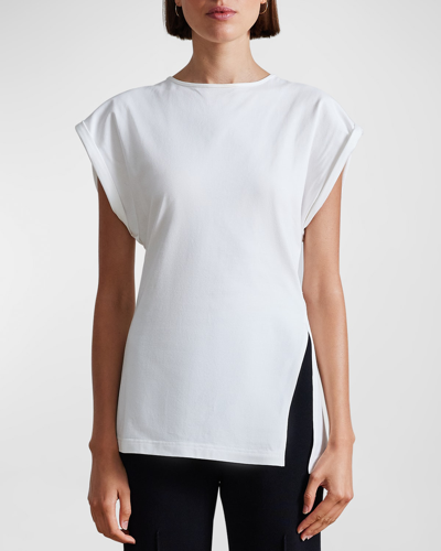 Apiece Apart Asymmetric Dolman-sleeve Cotton Jersey Tee In Cream