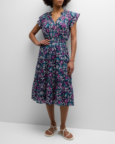 Rails Amellia Floral Tiered Midi Dress In Woodblock