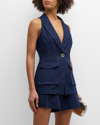 Ramy Brook Paloma Longline Suiting Vest In Spring Navy