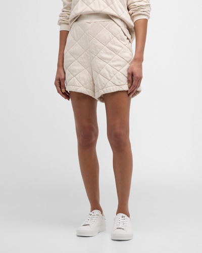 Sol Angeles Quilted Midi Shorts In Ecru