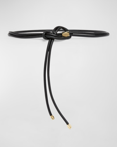 Isabel Marant Silvia Tied Leather Belt In Black Gold