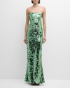 BRONX AND BANCO FARAH STRAPLESS SEQUIN COLUMN GOWN