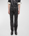 HELMUT LANG MEN'S LOW-RISE METALLIC FOIL DENIM RELAXED-LEG JEANS