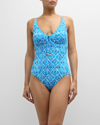TOMMY BAHAMA ISLAND CAYS SHELL V-NECK ONE-PIECE SWIMSUIT