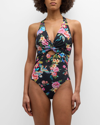 JOHNNY WAS METALLI NOTTE KEYHOLE ONE-PIECE SWIMSUIT