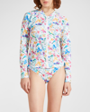 VILEBREQUIN HAPPY FLOWERS JERSEY RASHGUARD SWIM TOP