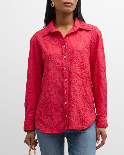 Finley Andie Textured Jacquard Button-down Shirt In Raspberry