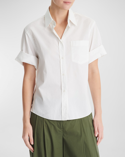 Twp Bad Habit Short-sleeve Stretch Cotton Button-front Shirt In White