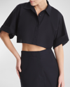 TWP SHE COMES AND GOES CROPPED BUTTON-FRONT SHIRT