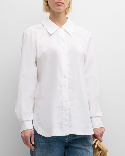 Finley Sylvie Button-down Silky Poplin Shirt In White