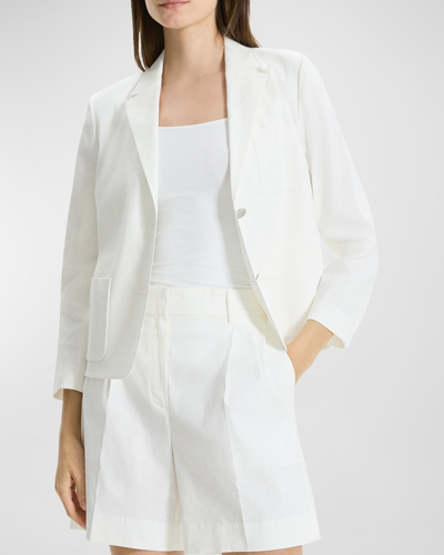 Theory Shrunken Patch-pocket Blazer Jacket In Wht