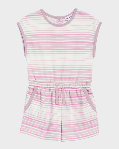 Splendid Kids' Girl's Painterly Stripe Romper In Pink