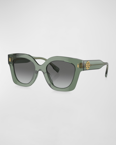 Tory Burch Pushed Miller Acetate Cat-eye Sunglasses In Green