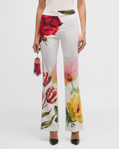 Alice And Olivia Livi Floral Le Parisien Mid-rise Bootcut Trousers