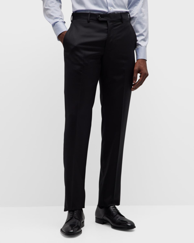 Giorgio Armani Men's Basic Solid Dress Trousers In Solid Black