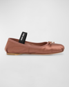 Miu Miu Satin Ballerinas In Cacao